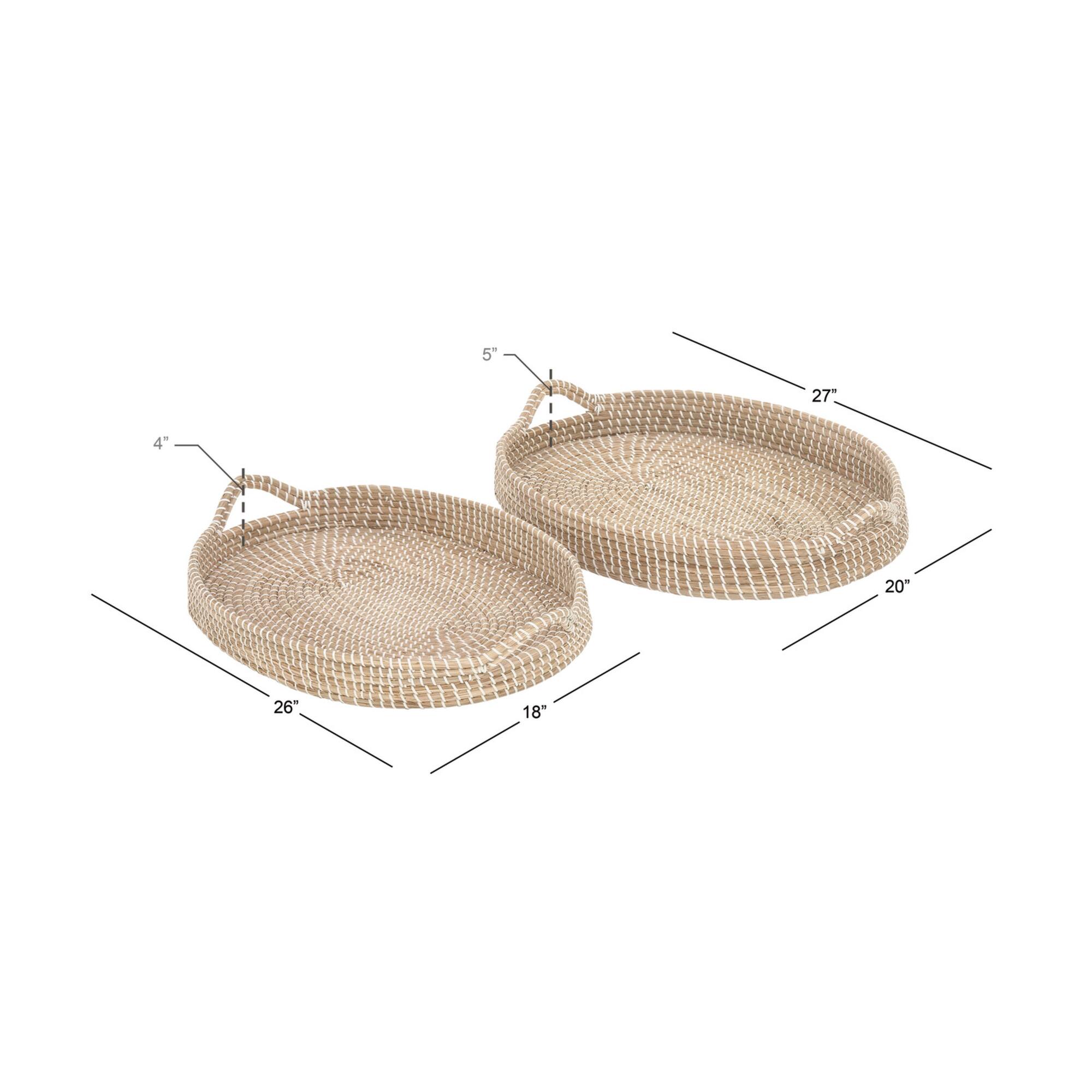 Brown Sea Grass Boho Style Tray Set